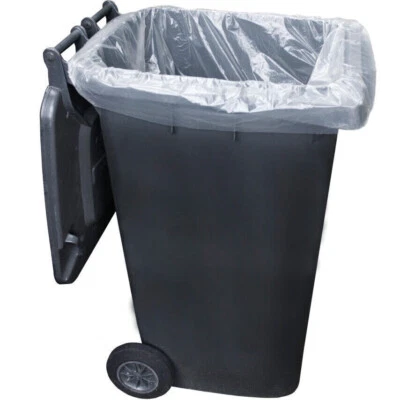 Bin Bags Clear Heavy Duty Wheelie Liners Refuse Sacks UK Made Strong Large 240L - Image 1 of 4
