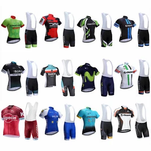 2020 Sports Team Cycling Bike Clothing Short Sleeve Jersey Bib Shirt Padded Kits - Picture 1 of 25