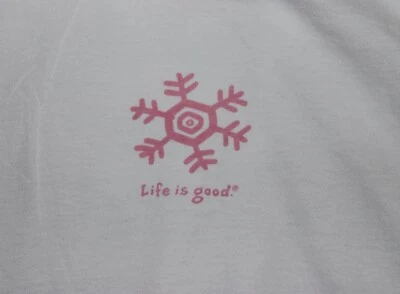 XL NUEVO SIN ETIQUETAS Camiseta para dormir Life is Good Snowflake blanca LS para mujer Foto 1 de 4