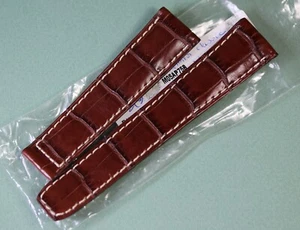 BAUME & MERCIER Bracelet Crocodile Brun 21/18 mm - Picture 1 of 2