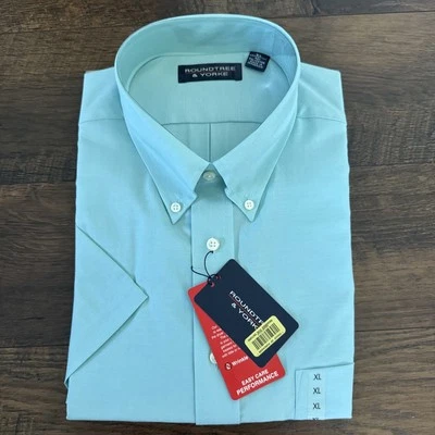 Roundtree & Yorke NEW Easy Care GREEN Shirt Short Sleeve Button Down XL NWT D6 - Image 1 of 4