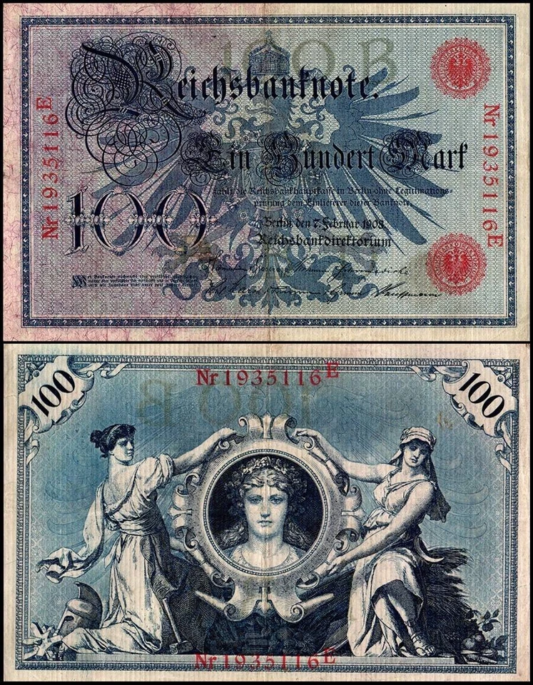 Alemania 100 marcos, 1908, P-33, usado Foto 1 de 1
