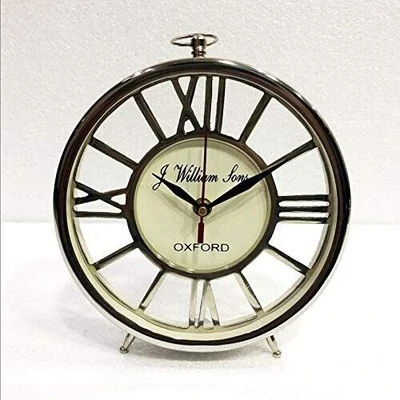 Reloj de Mesa Marítimo 7 Pulgadas Estilo Náutico Plata Brillante Escritorio Analógico Reloj Romano Foto 1 de 4