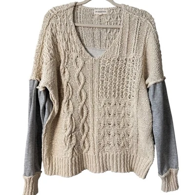 Suéter de malha mista By Together – Tamanho G – 100% algodão – Neutro e cinza - Imagem 1 de 4