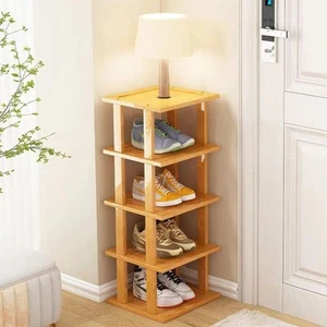 Bamboo Shoe Rack 5Tier- Vertical Shoe Rack for Small Spaces, Tall Narrow Shoe... - Picture 1 of 7