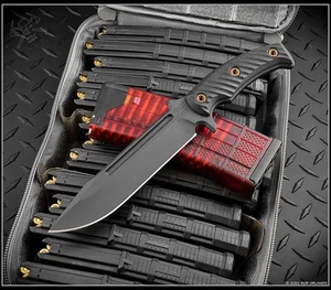 RMJ Tactical Combat Africa Knife Graphite Black Cerakote 80CRV2 Blade Black G-10 - Picture 1 of 2