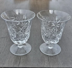 2 Böhmische Handgeschliffene Feinkristall Eistee Gläser 5,5" Pinwheel Sternschliff 12oz - Bild 1 von 10