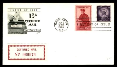 Mayfairstamps US FDC 1955 Certified Mail Letter Carrier 15c First Day Cover aau_ - Image 1 of 2