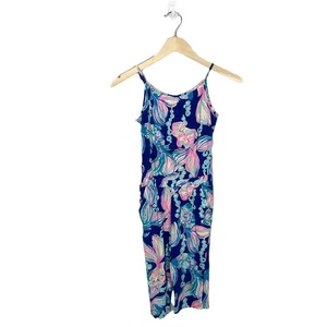 Lilly Pulitzer Girl's Mini Melba Jumpsuit Size Youth Medium Fish Ocean Floral - Picture 1 of 6