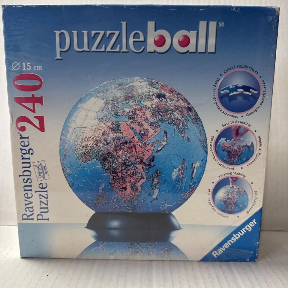 3d World Globe Round Puzzle Big 2005 Ravensburger Puzzleball 240 PC 6