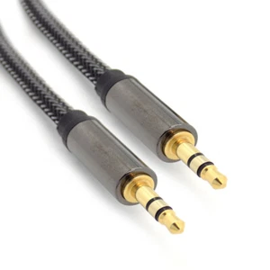 Audio AUX Cable Braided 3.5mm Metal Jack Stereo for iPhone iPod Headphone CAR UK - Picture 1 of 12