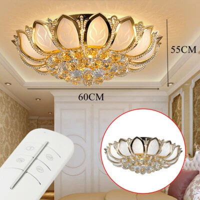 LED Ceiling Lamp Metal Gold FLuxery Crystal Chandelier Light Fixture Flush Mount - Image 1 of 4