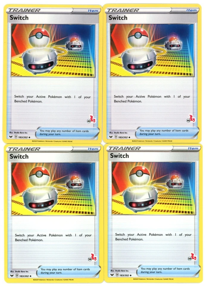 4x Pokemon TCG Switch (Cinderace Stamped) 183/202 Battle Academy 2022 Playset - Image 1 of 1
