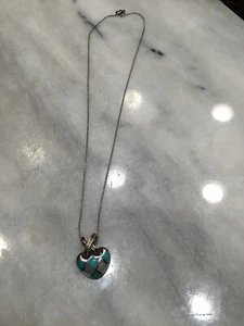 Silver And Turquoise Heart Pendant With Silver Chain Free shipping! - Picture 1 of 2