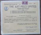 1961 Share certificate document Autograph sign AJIT MILLS Scripophily Collection