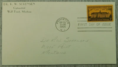 1st Day Issue 200 Anniversary Nassau Hall Princeton NJ 1956 Stamp Envelope Cover - Image 1 of 4