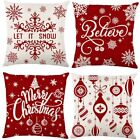 4 Pack Christmas Throw Pillow Covers For Living Room Sofa Bed Couch, 18x18 Inch