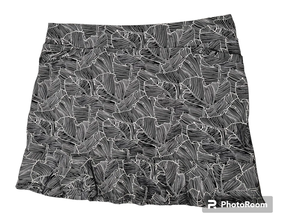 "Skort Tail 360 blanco y negro hojas de palma 18"" con volantes nuevo sin etiquetas talla XL" Foto 1 de 1