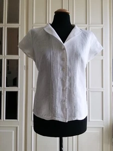 Camicia leggera H&M 100% lino tg. M / 42 IT maniche corte bianca nervature - Foto 1 di 24