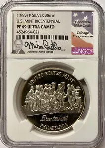 1993-P U.S. Mint Bicentennial Silver Medal NGC PF-69 UCAM Mike Castle - Picture 1 of 4