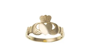9ct Yellow Gold Celtic Irish Claddagh Ring Love Loyalty Friendship Made in UK - Picture 1 of 3