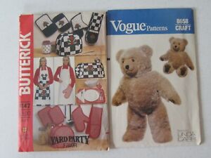 NEW 2 Vintage Craft Patterns BUTTERICK Apron & Accessories VOGUE Teddy Bear