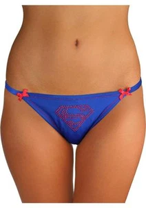 SuperMan Bikini Pantie Gem Logo Lace Back Medium Red & Blue Comic Fan Lingerie - Picture 1 of 2