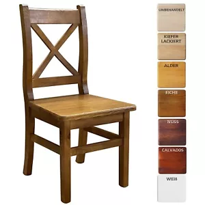 SET Stuhl KREUZSTUHL KIEFER HOLZ LANDHAUSSTIL - NEU restaurantstuhl 2 Stück - Bild 1 von 16