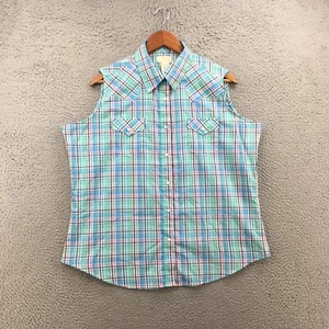 Camicia smanicata Wrangler donna XL tasca con bottoni colore a quadri multicolore - Foto 1 di 16