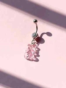 Piercing Donna ombelico orso con strass Brillantino orsetto rosa pancia - Foto 1 di 3