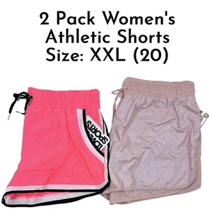 Women's 2 Pack Elastic Waist Drawstring Pull On Athletic Mini Shorts Size XXL 20 - Picture 1 of 5