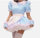 Lockable Sissy PVC Lace Skirt with Petticoat Lapel Maid Uniform
