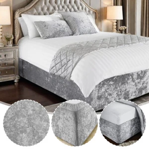 Crushed Velvet Bed Frame Cover Bed Base Wrap Cover Fully Bed Elastic Around - Picture 1 of 15