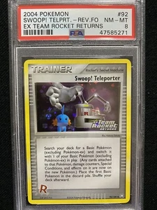 Pokemon EX Team Rocket Returns Swoop! Teleporter Reverse Foil 92/109 PSA 8 - Picture 1 of 1