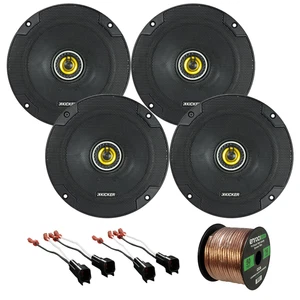 4x Kicker 6.5" 300 Watt Car Speakers, 4x Metra Speaker Adapter, 16-G 50 Ft Wire - Picture 1 of 5