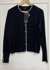 PORTMANS Cardigan Black Cream Trim New Sz XL - Picture 1 of 5