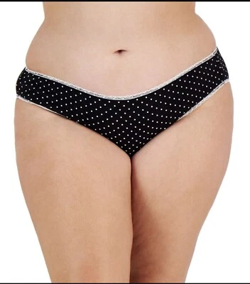 Charter Club Women's Plus Size 2X Pretty Cotton Bikini Underwear Black Cream NEW - Image 1 of 2