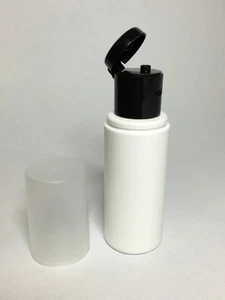 Empty 100ml Over Cap Bottles With Smooth Walled Black Flip Top Cap *ANY AMOUNT* - Picture 1 of 3