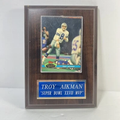 Placa de madera Troy Aikman Dallas Cowboys Super Bowl XXVII MVP Foto 1 de 4
