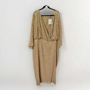 NWT Asos Curve Dress Womens 22 Sequin Wrap Sparkling Holiday Maxi - Picture 1 of 10