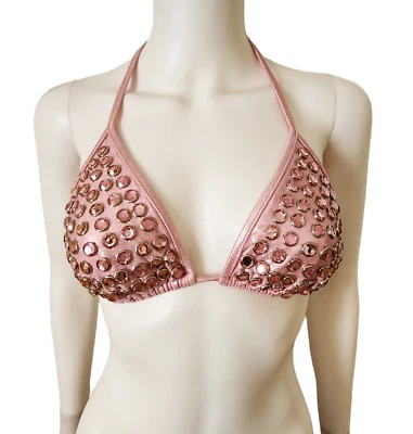 Top de bikini vintage con tachuelas de cristal Betsy Johnson Foto 1 de 4