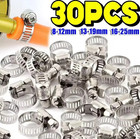 30PCS Adjustable Stainless Steel Hose Clamps for Car Fuel & Water Pipes - NEW