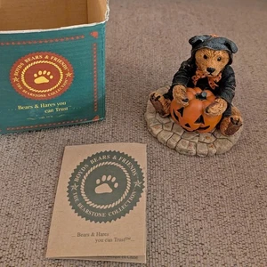 Vintage Jungen Bär im Katzenkostüm mit Kürbis, Halloween, KOSTENLOSER VERSAND IN USA - Bild 1 von 8