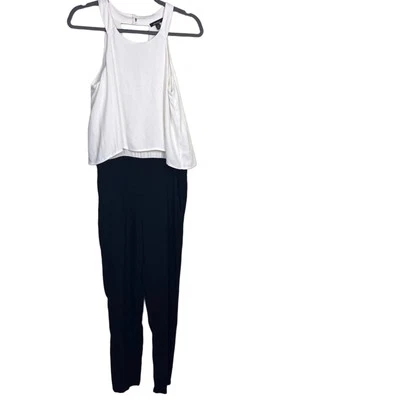 Ella Moss Color Block Jumpsuit S One Pice Women’s Black White Rayon Holiday - Image 1 of 4