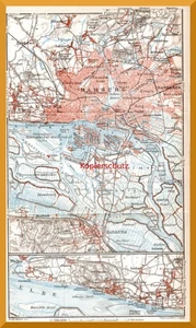 Hamburg +100 Jahre alter Umgebungsplan+ Harburg,Wilhelmsburg,Wandsbek,Eidelstedt - Bild 1 von 3