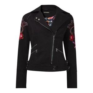 Joe Browns Women's Black Denim Embroidered Jacket Red Flowers Sz AU 16 UK 18 - Picture 1 of 13