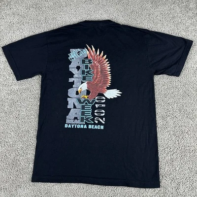 Camisa Daytona Bike Week para Hombres L Negra 2010 Bald Eagle Element Etiqueta de Monopatín Foto 1 de 4