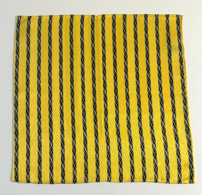 Made in Italy Yellow Gold Geometric Pattern Pocket Square 100% Silk - Image 1 of 3