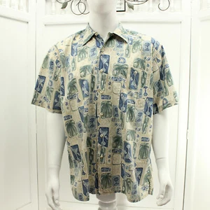 Birmania Bibas Hombres Camisa Abotonada Cócteles Palmeras Floral Talla XL  - Imagen 1 de 12