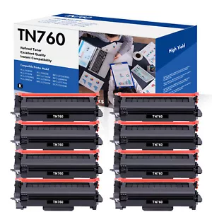 Tóner negro 8P TN760 apto para Brother HL-L2395DW 2390DW L2370DW 2370DWXL - Imagen 1 de 4
